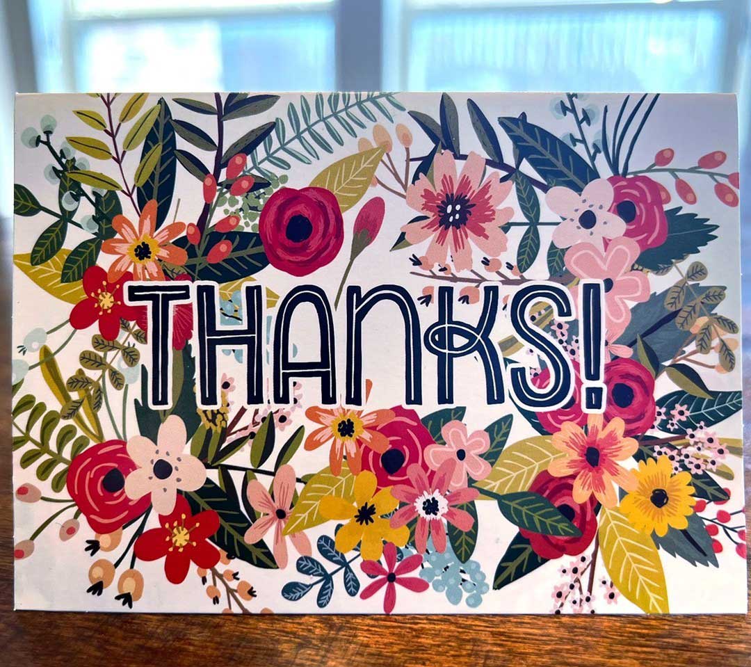 The front of the thank you card