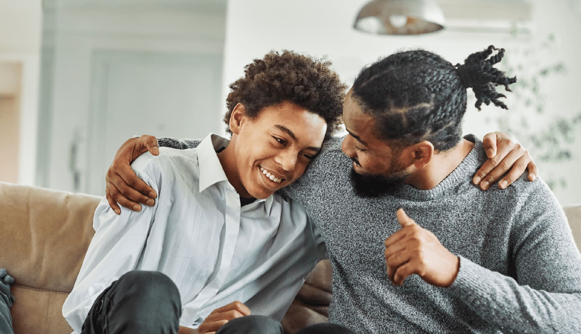 father son family man child conversation talking parent boy happy discussion | teenager depression